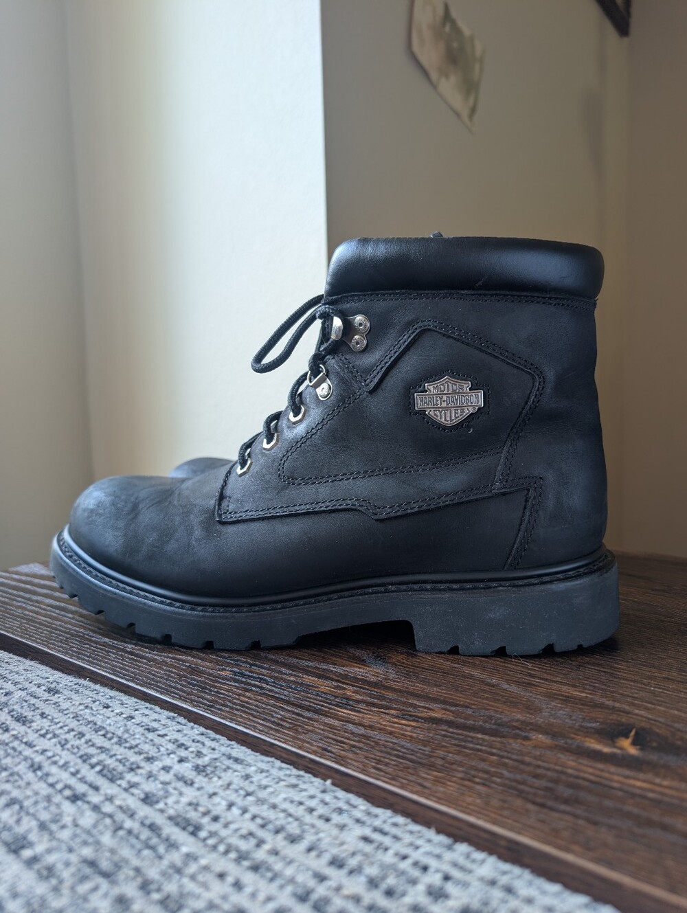Harley-Davidson Badlands Black Nubuck Leather Motorcycle Biker Boots